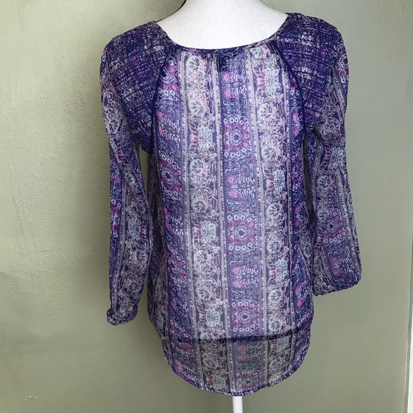 AEO Tunic Hippie Hobo Festival Floral Top M - Picture 4 of 6